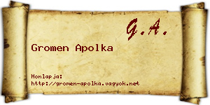Gromen Apolka névjegykártya